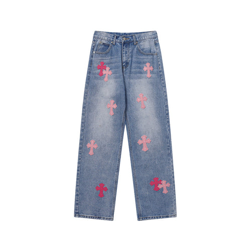 Chrome Hearts Distressed Denim Jeans | Stretch Tapered Fit