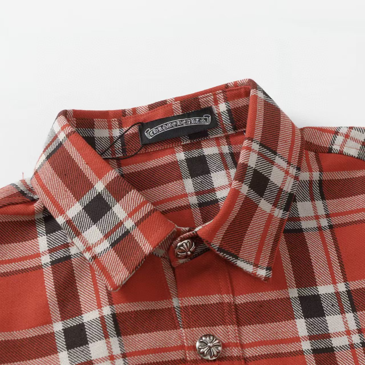 Chrome Hearts 2026 New Striped & Plaid Panel Cardigan-Style Shirt with Silver Hardware