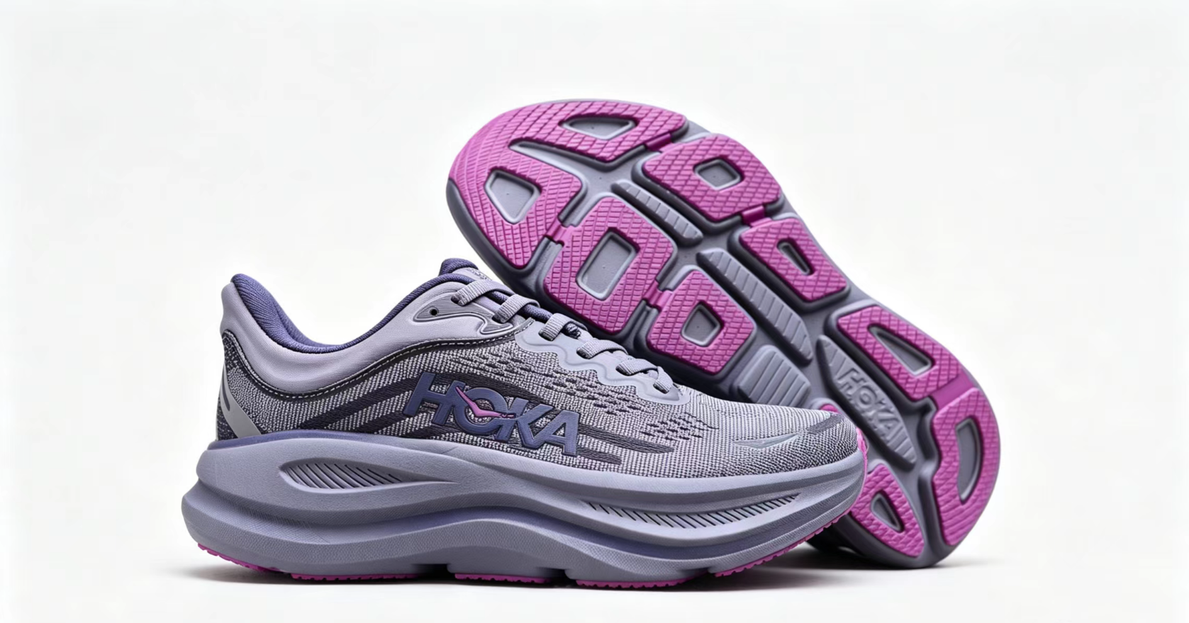 HOKA ONE ONE Bondi 9 – Grey Purple Cushioned Running Shoes