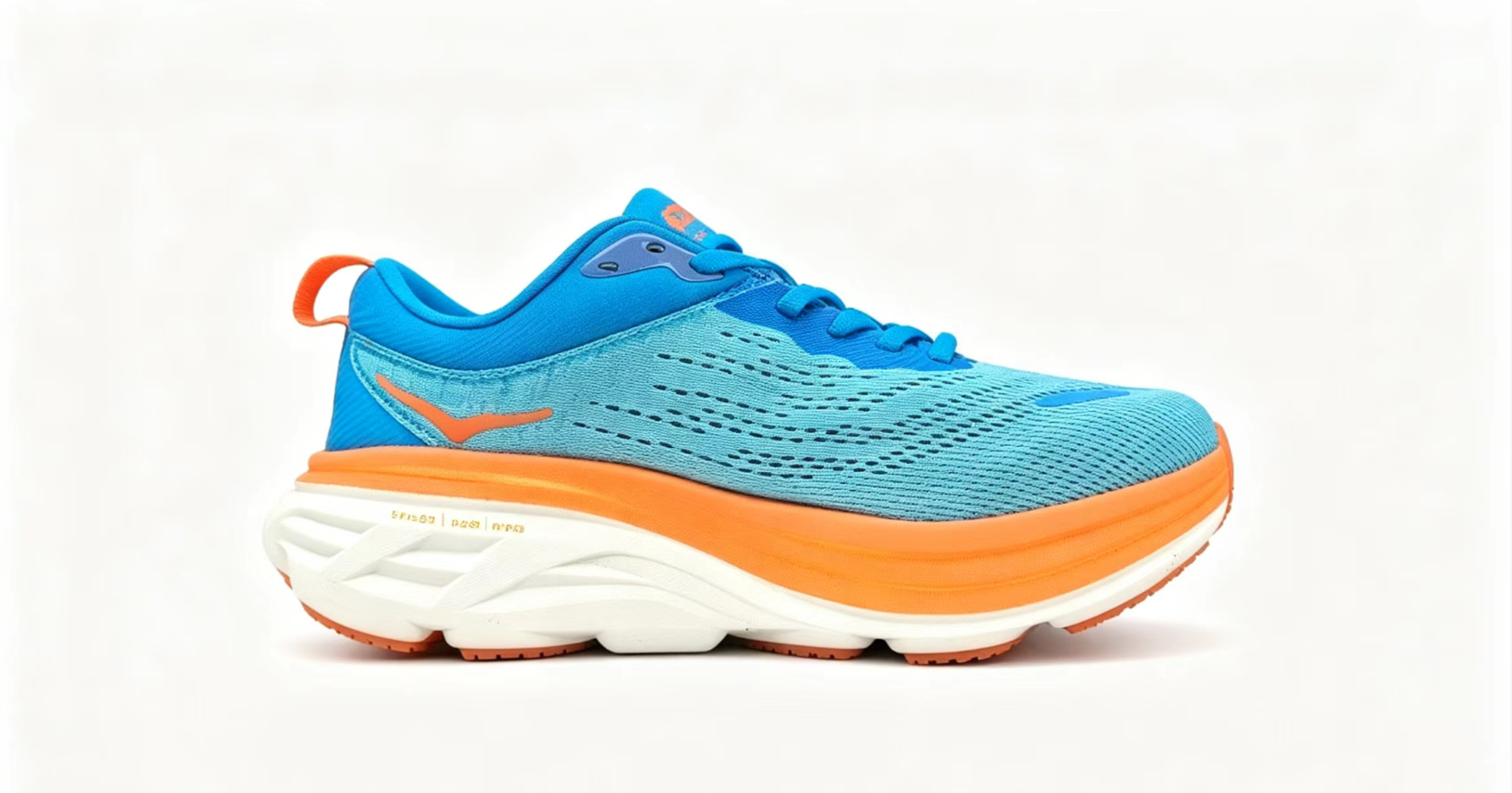 HOKA ONE ONE Bondi 8 Blue Orange Cushioned Running Shoes
