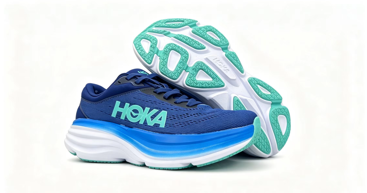 HOKA ONE ONE Bondi8 Running Shoes — Navy Blue and Blue Gradient Colorway