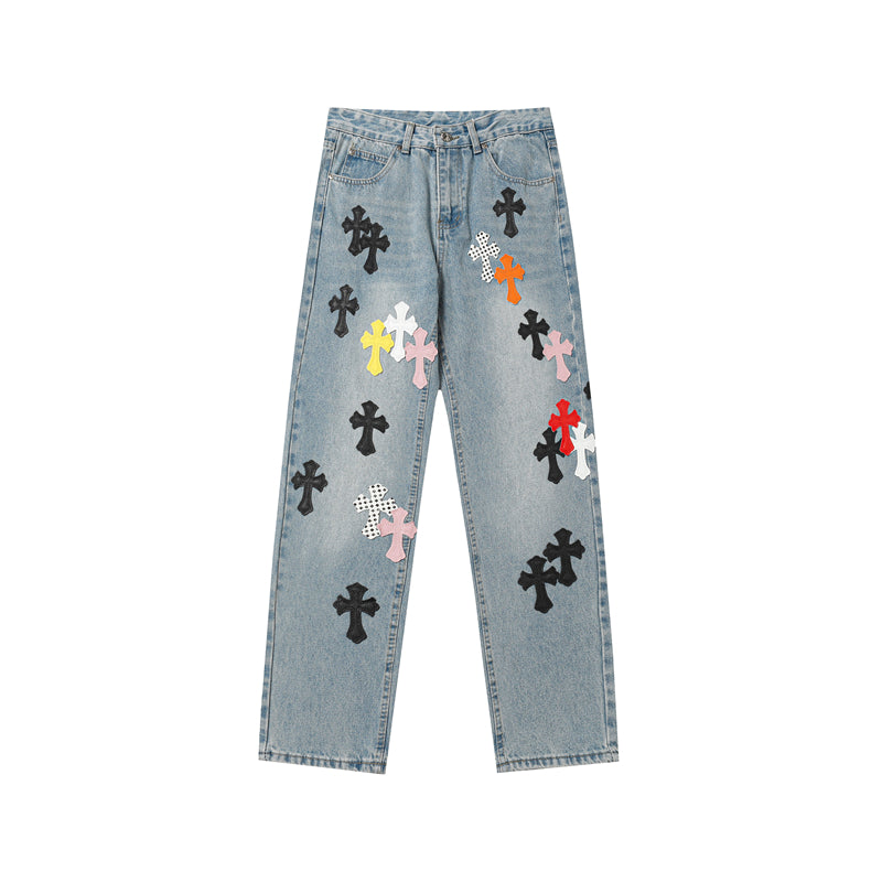 Chrome Hearts Distressed Denim Jeans | Stretch Tapered Fit