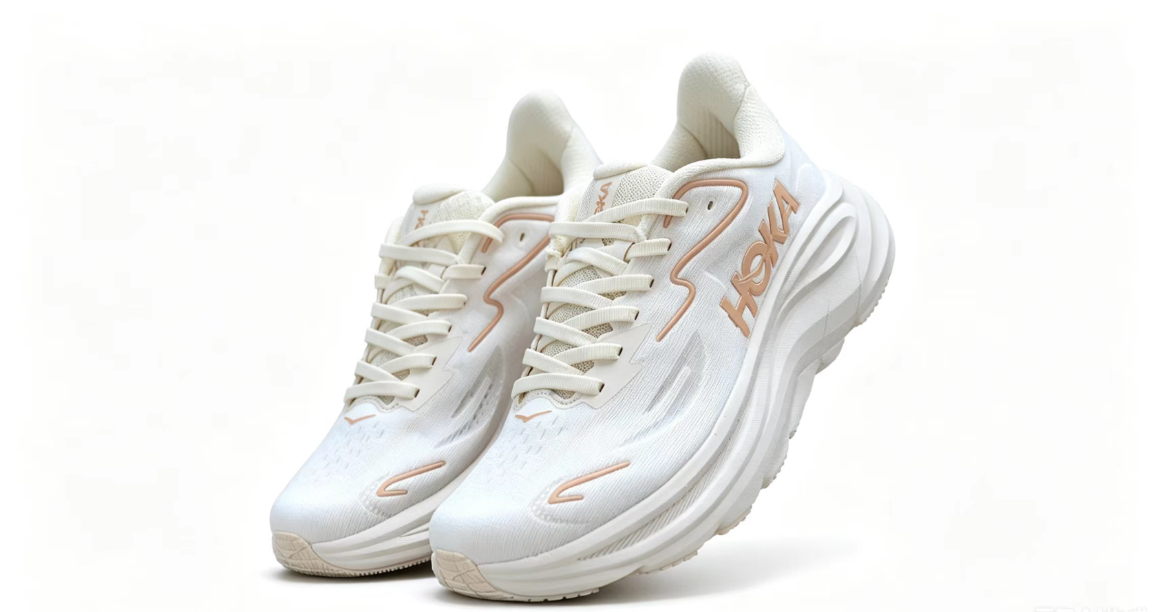 HOKA ONE ONE Bondi 9 – White Beige Cushioned Running Shoes