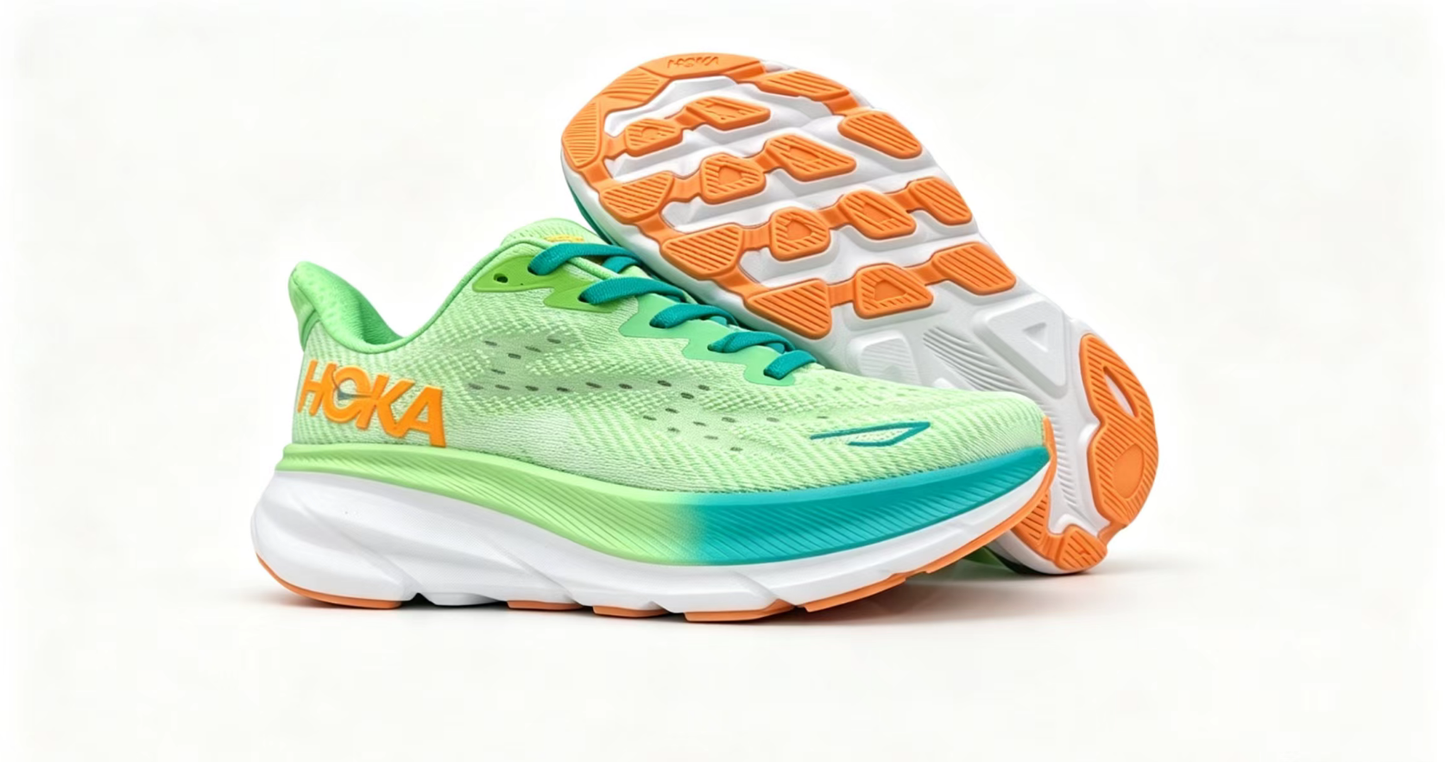 HOKA ONE ONE Clifton 9 – Green & Aqua Running Shoes