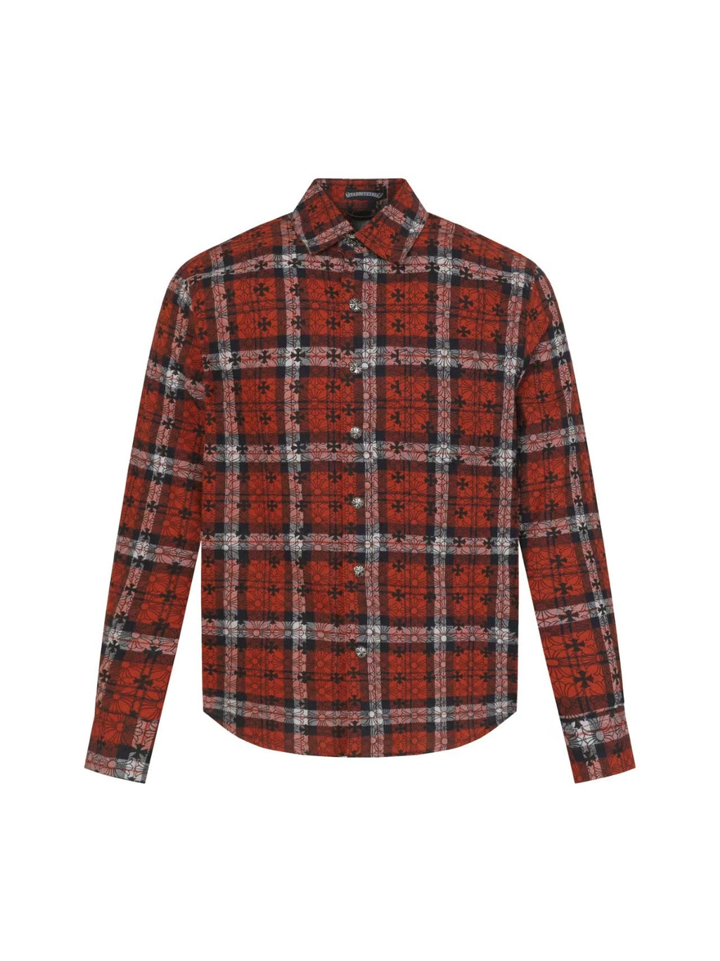Chrome Hearts 2026 New Striped & Plaid Panel Cardigan-Style Shirt with Silver Hardware