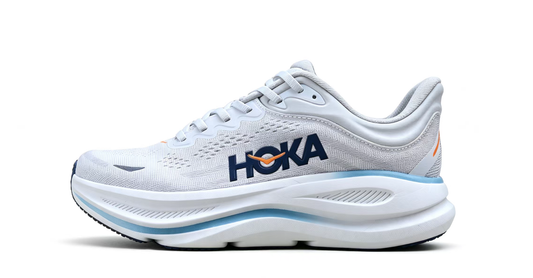 HOKA ONE ONE Bondi 9 – White Blue Orange / Ultra-Cushioned Running Shoes