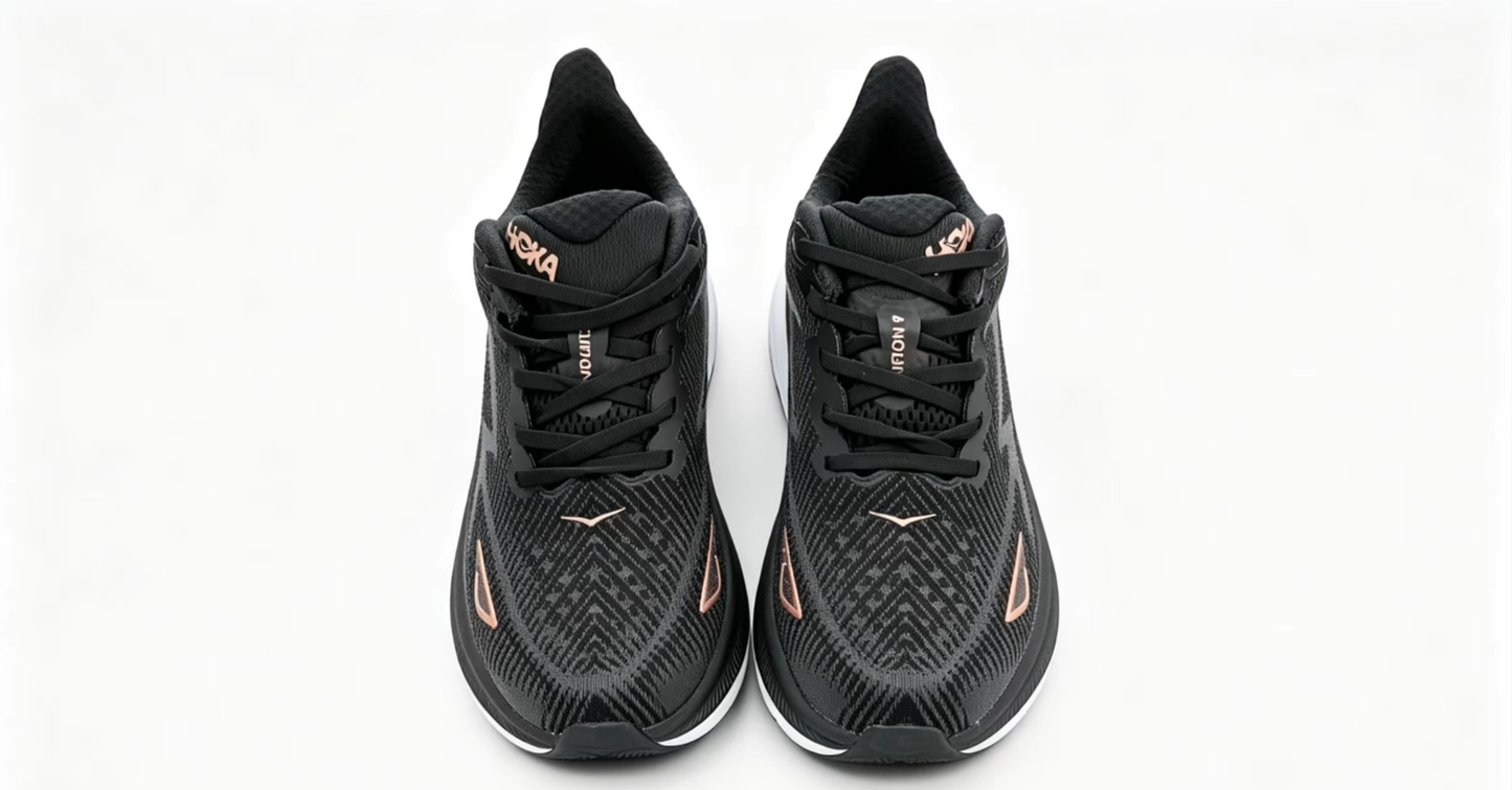 HOKA ONE ONE Clifton 9 – Black/Orange | Lightweight Cushioned Running Shoes