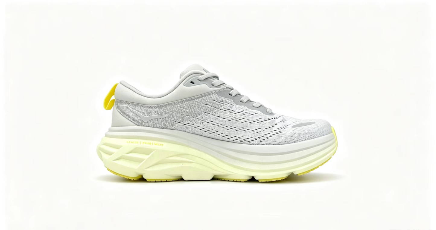 HOKA ONE ONE Bondi8 Running Shoes — Super Grey/Yellow Colorway