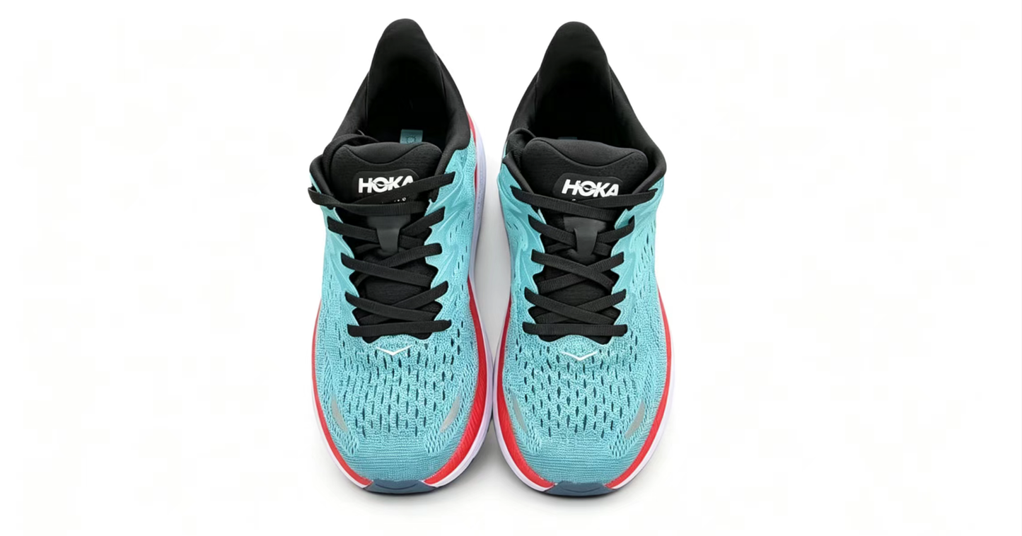 HOKA ONE ONE Clifton 8 – Teal/Red Lightweight Running Shoes