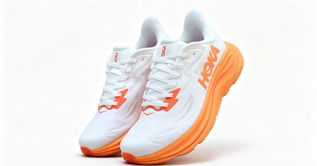 HOKA ONE ONE Clifton 10 – Energetic White & Orange Design