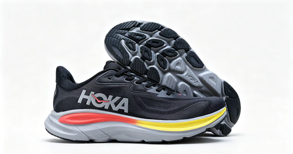 HOKA ONE ONE Clifton 10 – Black with Gradient Accent Running Shoes