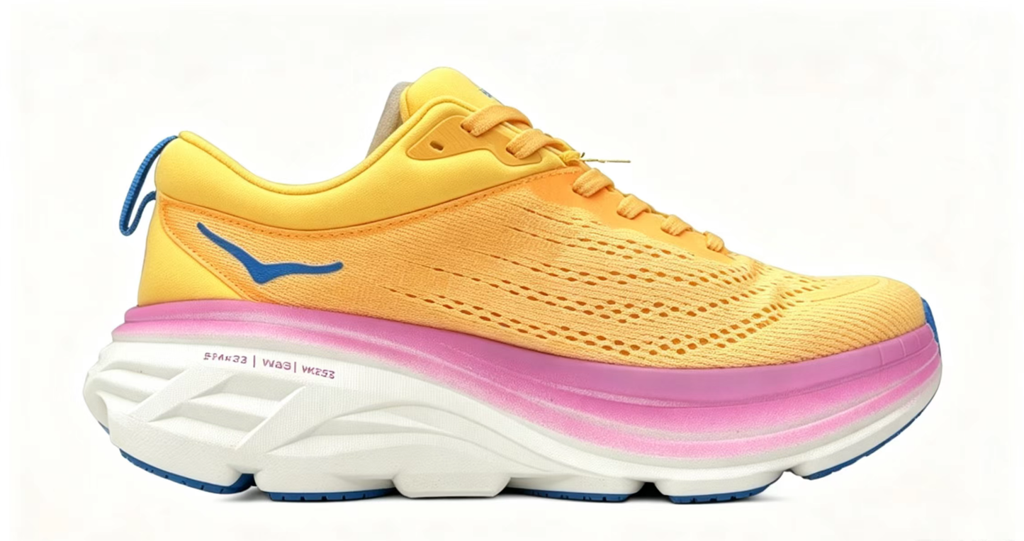 HOKA ONE ONE Bondi8 Running Shoes — Yellow-to-Pink Gradient