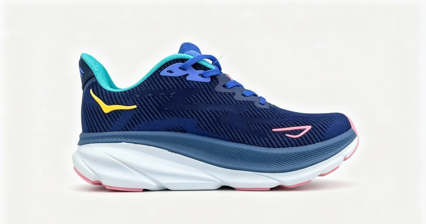 HOKA ONE ONE Clifton 9 – Navy/Pink/Mint | Lightweight Cushioned Running Shoes
