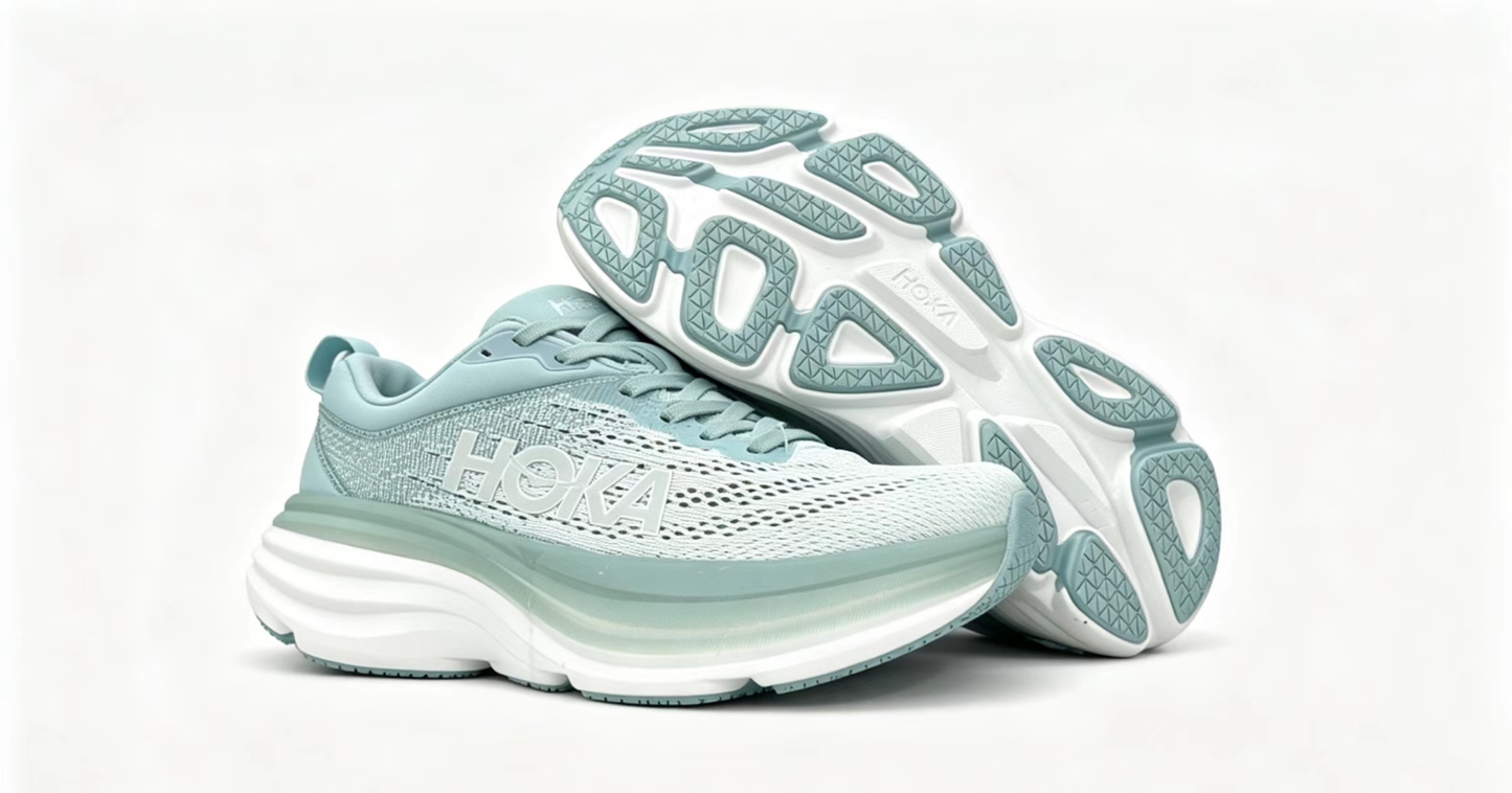 HOKA ONE ONE Bondi8 Running Shoes — Mint Blue